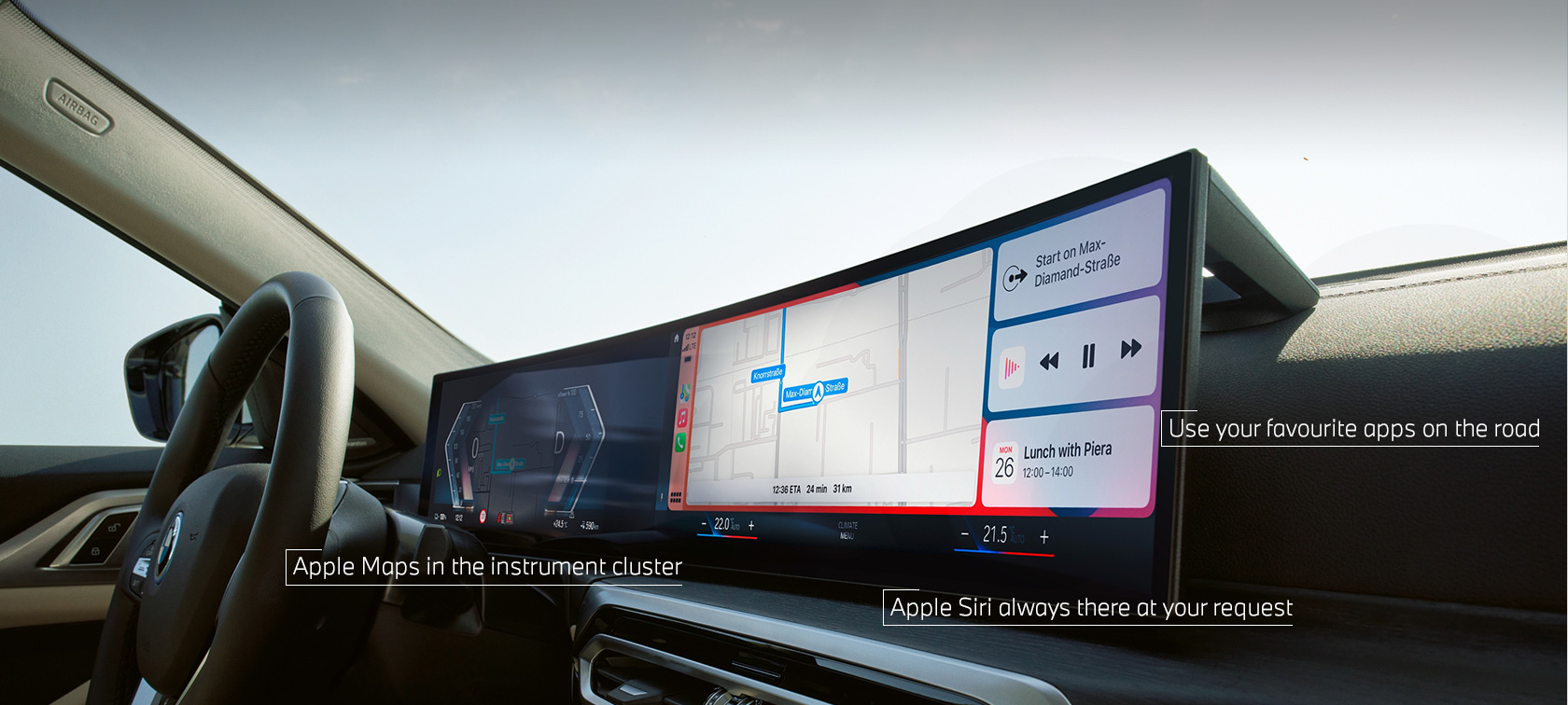 Menú Apple CarPlay® en el BMW Curved Display de BMW ConnectedDrive